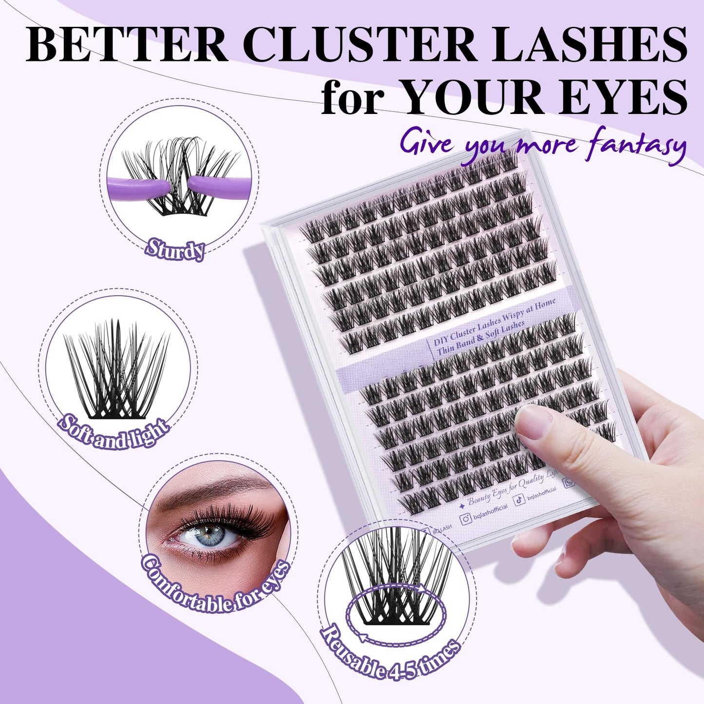 Lash Clusters B62 Clusters Lashes 144 PCS Eyelash Clusters D Curl 14mm Individual Lashes Wispy Volume False Eyelashes Soft Lightweight DIY Eyelash Extension at Home (B62,D14mm)