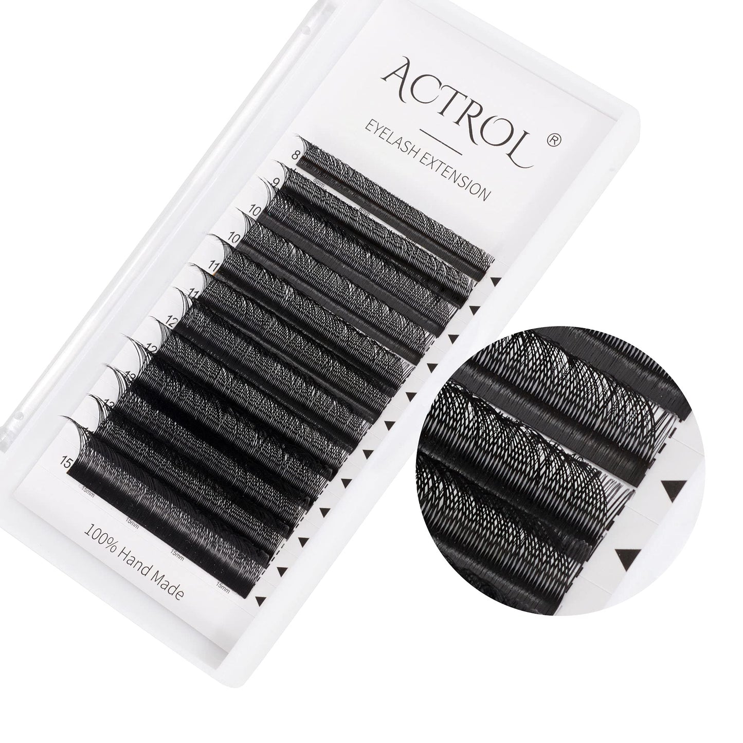 ACTROL 5 Trays YY Eyelashes Extension Lashes Black C Curl 0.07mm 8-15mm Mix Lash Volume Extension Easy Fans Y Shaped Premade Soft 12 Rows Eyelashes Supply 1 Pack