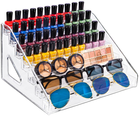 Pero Pero Nail Polish Organizer 7 Layers Upgraded Acrylic Display Rack for Nail Polish Holder, Sunglasses Organizer, Essential Oils Holder, Clear Eyeglasses Display Case, Makeup Organizer