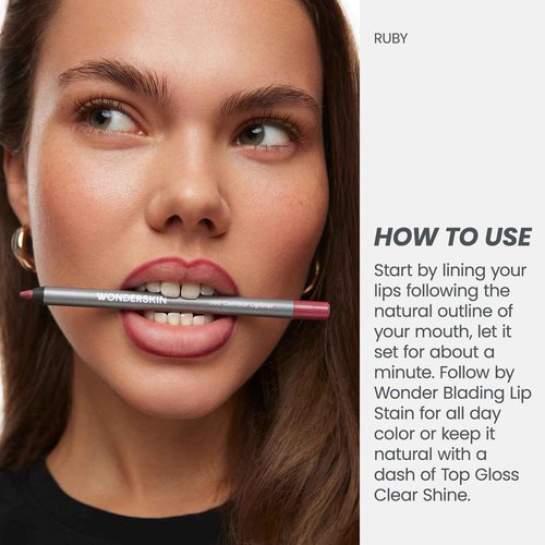 Wonderblading Lip Stain Peel Off Masque (Darling) with 360 Contour Lipliner (Ruby)