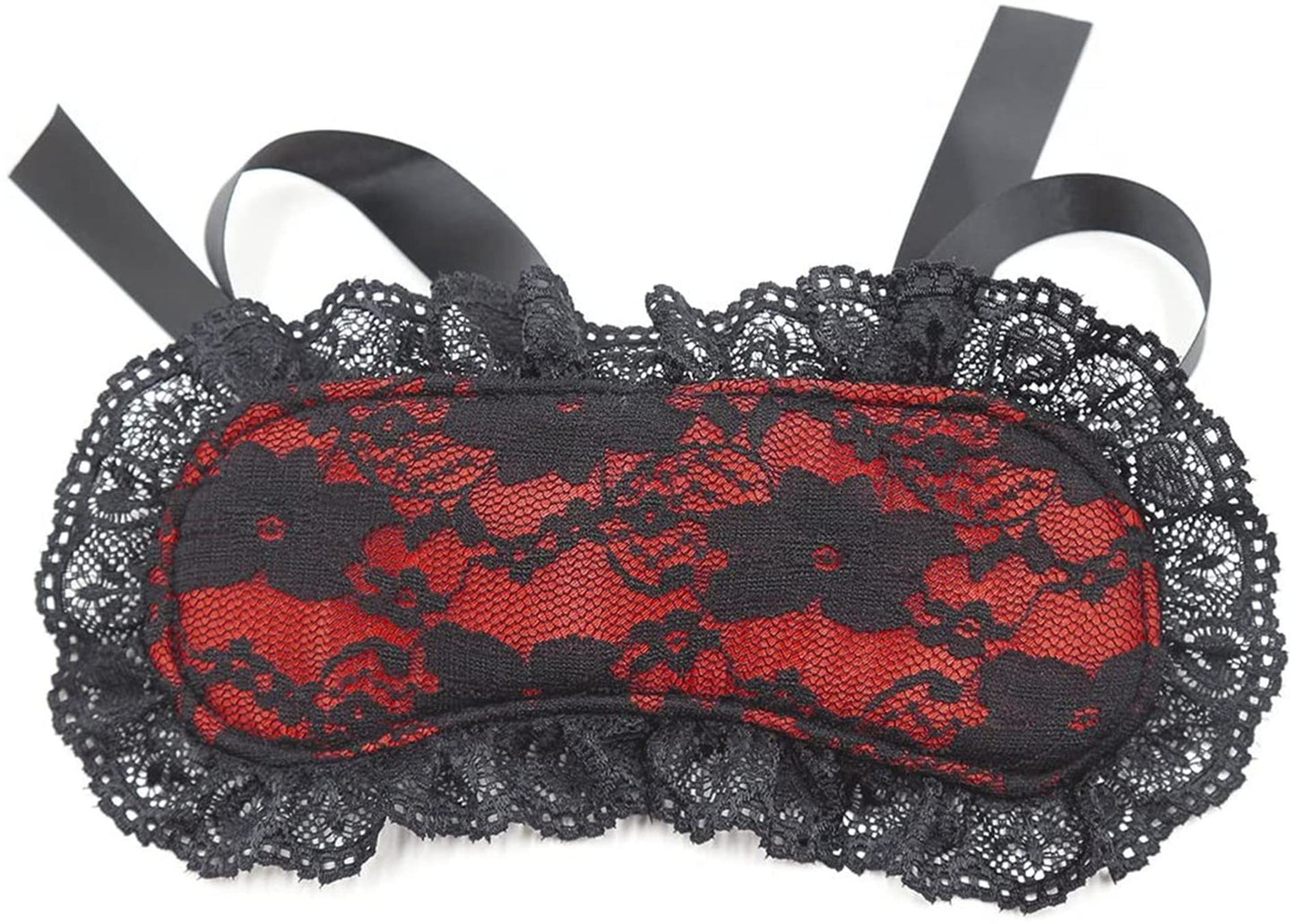 Soft Lace Eye Mask Party Ribbon Accessories, Eye Mask Comfortable Sleep Mask Can Be Adjusted to Shading Eyes, Travel, Meditation (Rose red)