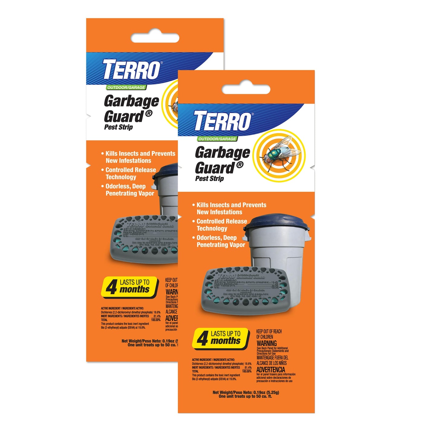 Terro T801SR Garbage Guard Trash Can Insect Killer - Kills Flies, Maggots, Roaches, Beetles, and Other Insects - 2 Pack