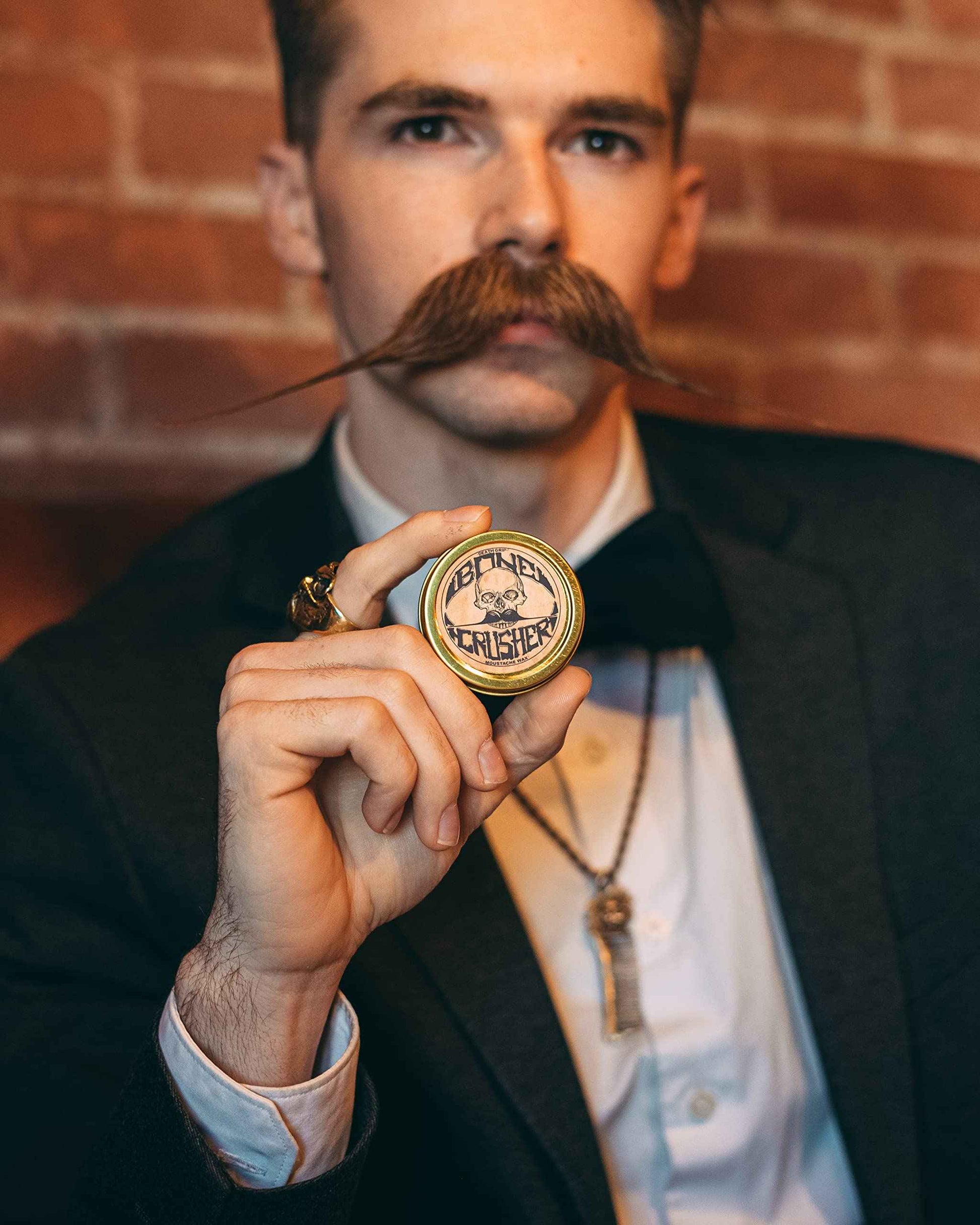 THE VINTAGE GROOMING CO. Bone Crusher Extra Strong Extra Firm Mustache Wax, Night Fury Wax Remover Oil, and Comb Set