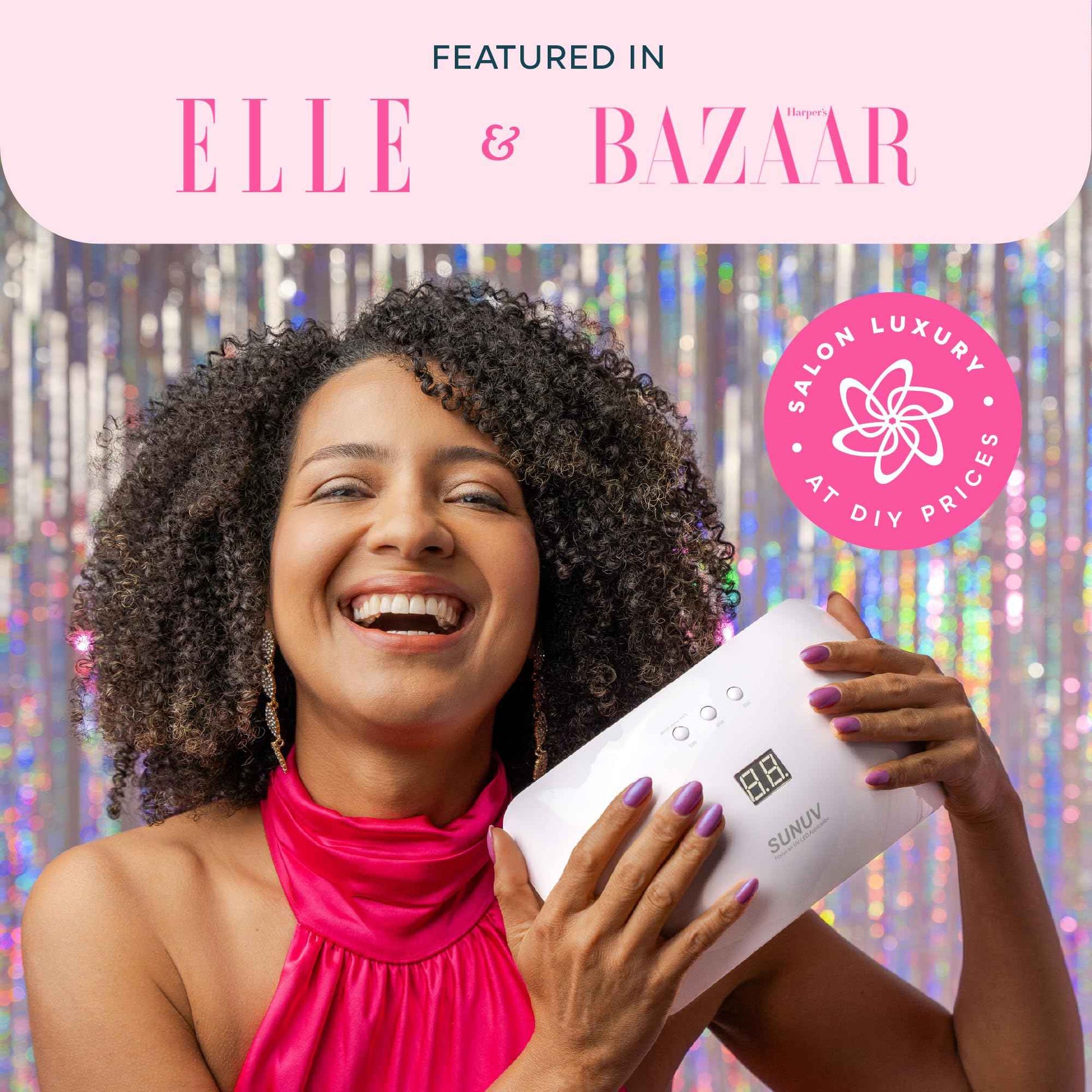 SUNUV SUN8 UV Light for Nails, UV LED Nail Lamp with 3 Timer Settings, Auto Sensor LCD Display Compatible with All Gel Polish Pink