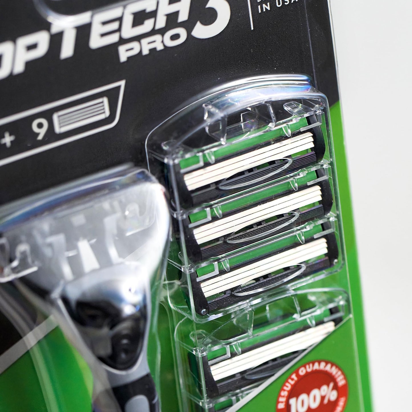 TopTech PRO 3 Razors for Men - Manual Shaving Razor & Replaceable Cartridges - 10 Count Pack (Handle + 9 Refills) - 3-Blades Technology - Soft Shave & Sharp Blades - Cost-effective Refill