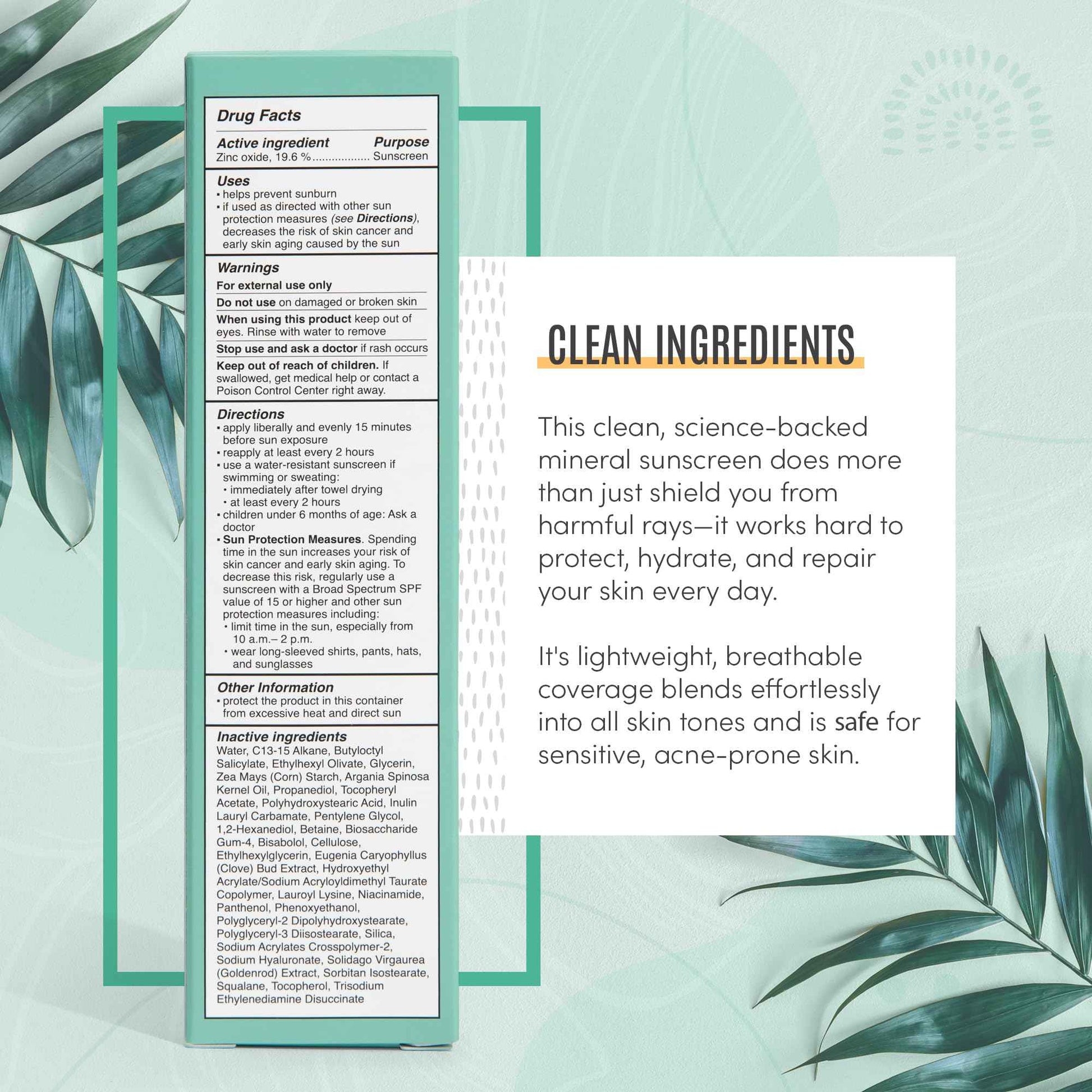 Active Skin Repair SPF 50 Hydrating Daily Sunscreen and Face Moisturizer, Non-Nano Zinc, Non-Toxic Broad Spectrum Protection Hydrating Mineral Facial Sunscreen, 1.7 fl. oz.