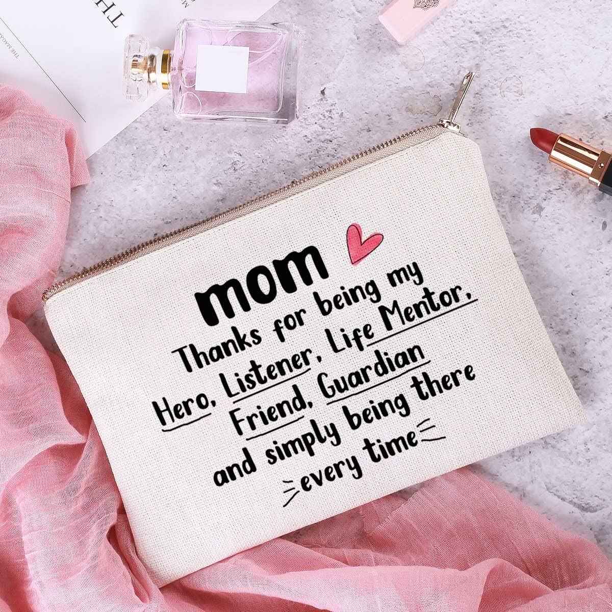 Mom Gift From Daughter, Birthday Gift For Mom, Makeup Bag, Cosmetics Case, Mother Birthday Gift, Mom Birthday Gift, Linen Cotton Bag