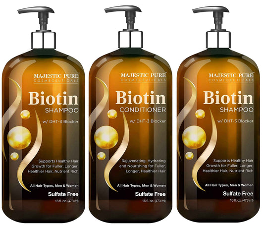 Majestic Pure Biotin with DHT Blocker Complex Shampoo and Conditioner Set (16 oz each) and Biotin Shampoo (16 oz) Bundle