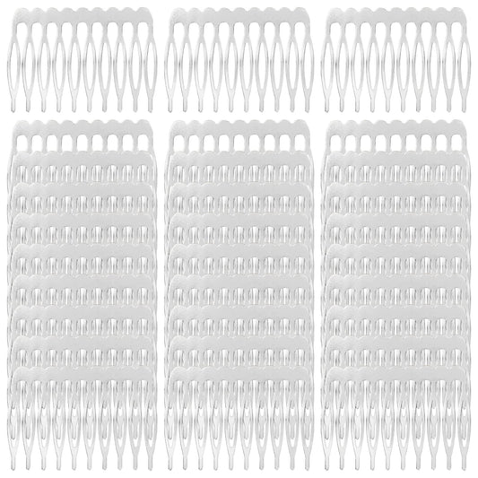 Cinaci 30pcs DIY Plain Blank Craft Silver Metal Hair Side Combs Slides with 10 Teeth Wedding Bridal Veil Combs Headpieces French Twist Bun Hair Clips for Women Flower Girls Brides (Silver-30 Pack)