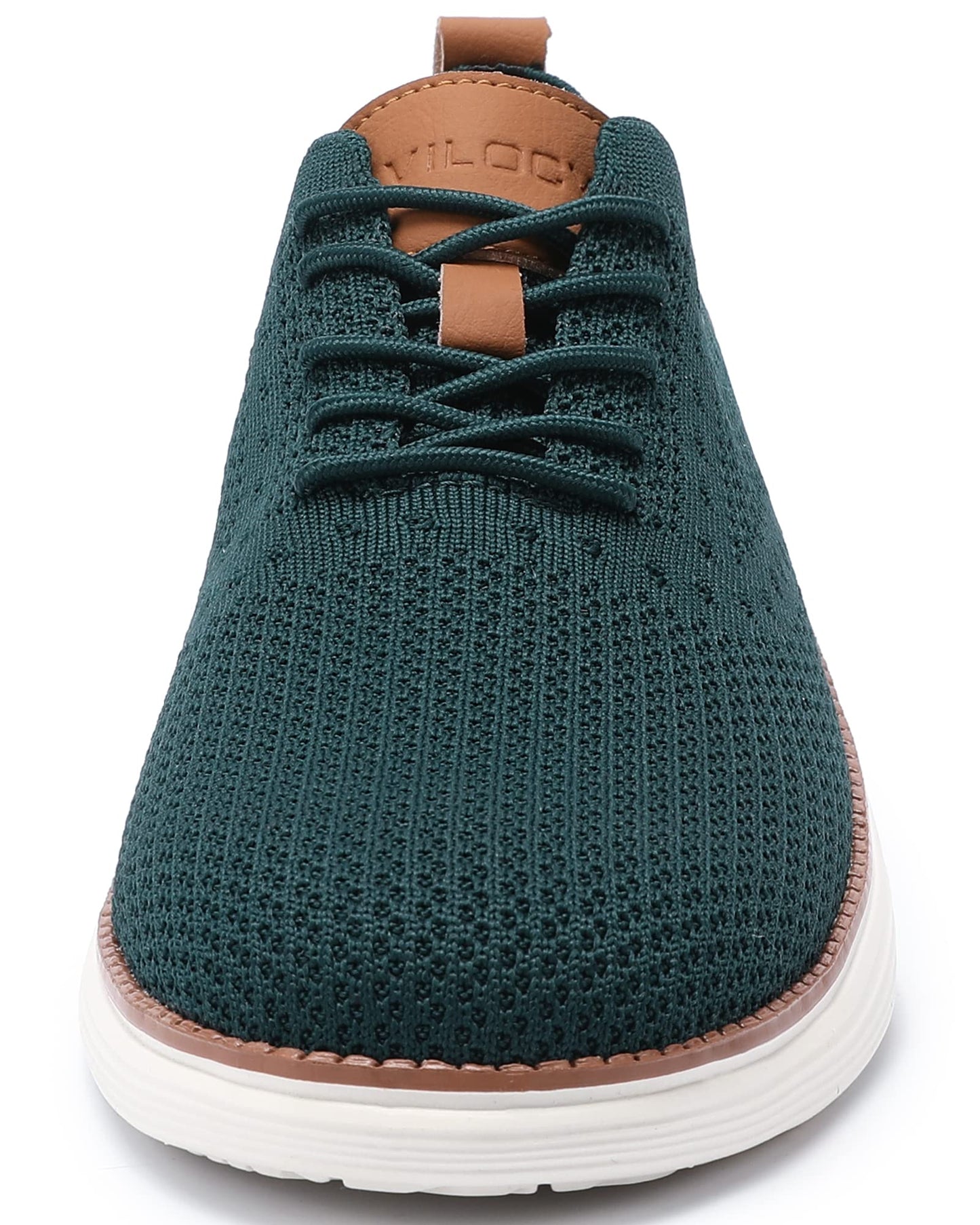 VILOCY Men's Casual Dress Sneakers Oxfords Business Shoes Lace Up Lightweight Comfortable Breathable Walking Knit Mesh Fashion Sneakers Tennis Green,EU40