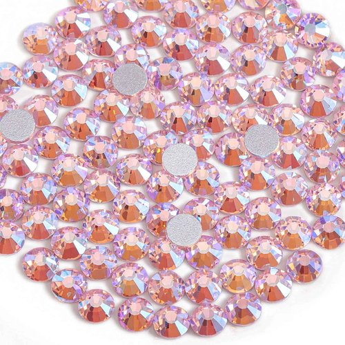 Beadsland 2880pcs Flat Back Crystal Rhinestones Round Gems for Nail Art and Craft Glue Fix, Light Pink AB, SS20,4.6-4.8mm
