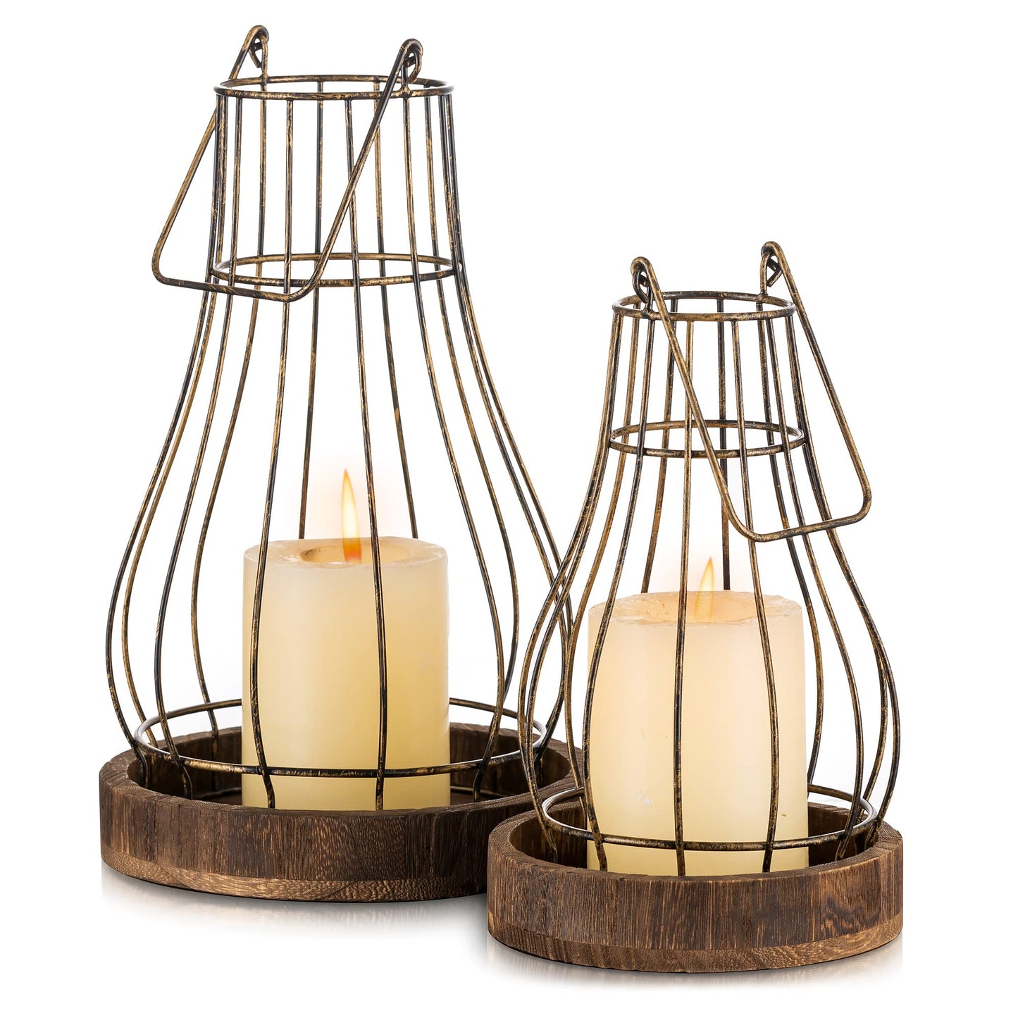 Romadedi Lantern Farmhouse Home Decor - Rustic Candle Holders Decorative Lanterns for Candle Living Room Kitchen Dining Coffee Table Fireplace Mantle Outdoor