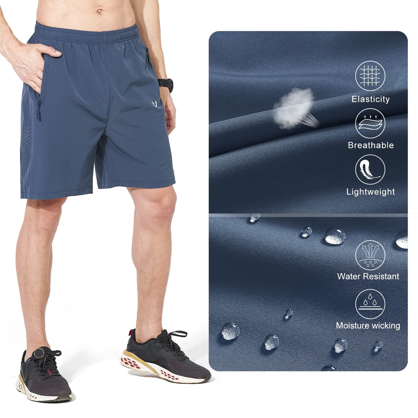 NORTHYARD Men's Athletic Running Shorts Quick Dry Workout Shorts 7"/ 5"/ 9" Lightweight Sports Gym Basketball Shorts Hiking Exercise FEDERALBLUE S