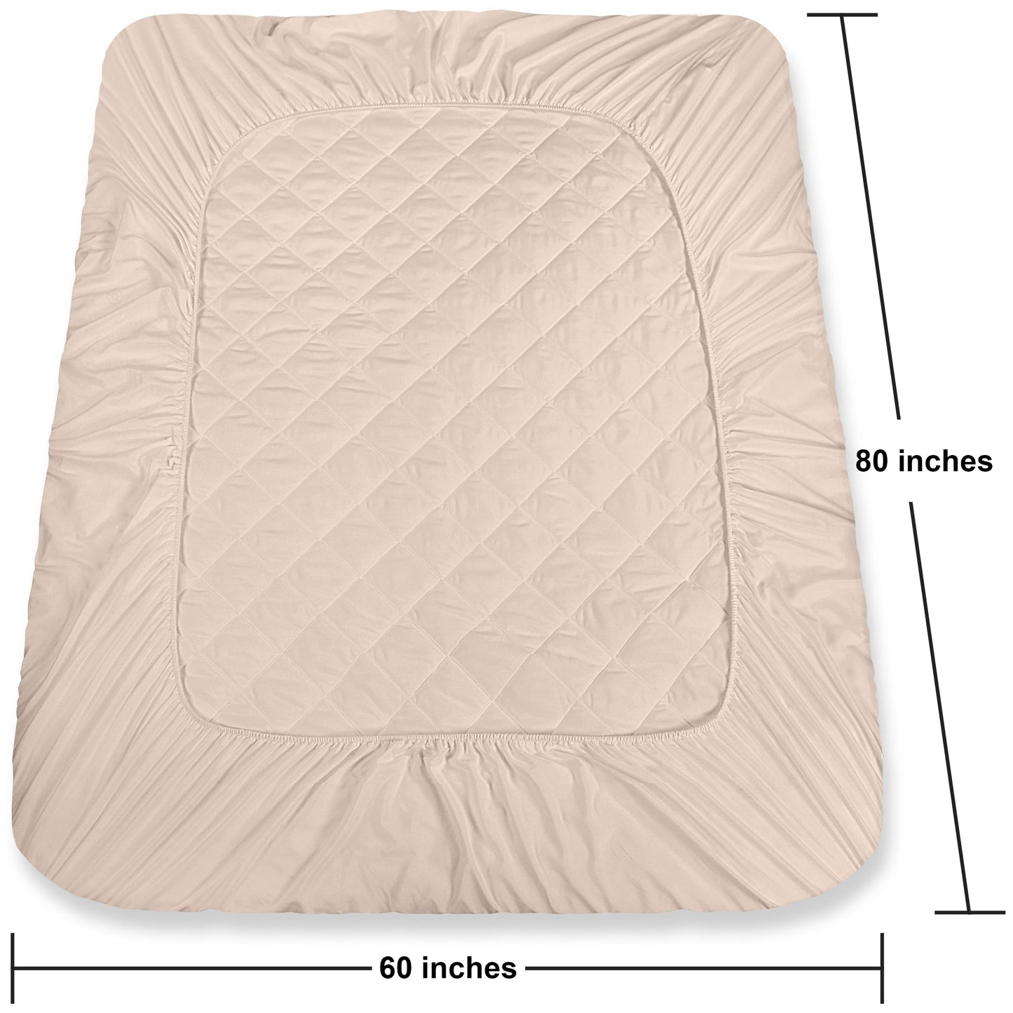 Utopia Bedding Quilted Fitted Mattress Pad (Queen, Beige) - Elastic Fitted Mattress Protector - Mattress Cover Stretches up to 16 Inches Deep - Machine Washable Mattress Topper