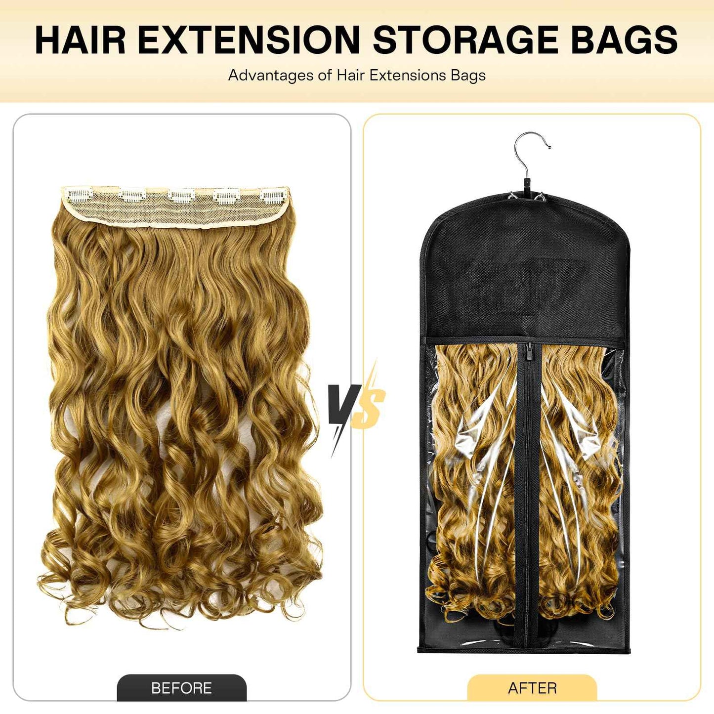 VARIPOWDER 10pcs Wig Storage Bags with Hanger Hair Extensions Storage for Multiple Wigs, Dust-Proof Wigs Bag with Strong Holder Home Travel Closet Wigs & Accessories