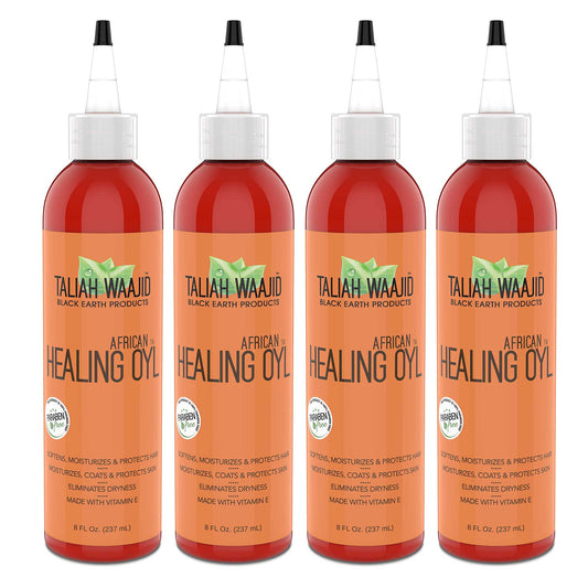 Taliah Waajid Black Earth Products African Healing Oyl | Total Body Oil | Softens, Moisturize, Coats, and Protects Hair & Skin | Infused with Vitamin E, Olive Oil, and Sunflower Oil- 8oz (T128) 4-Pack