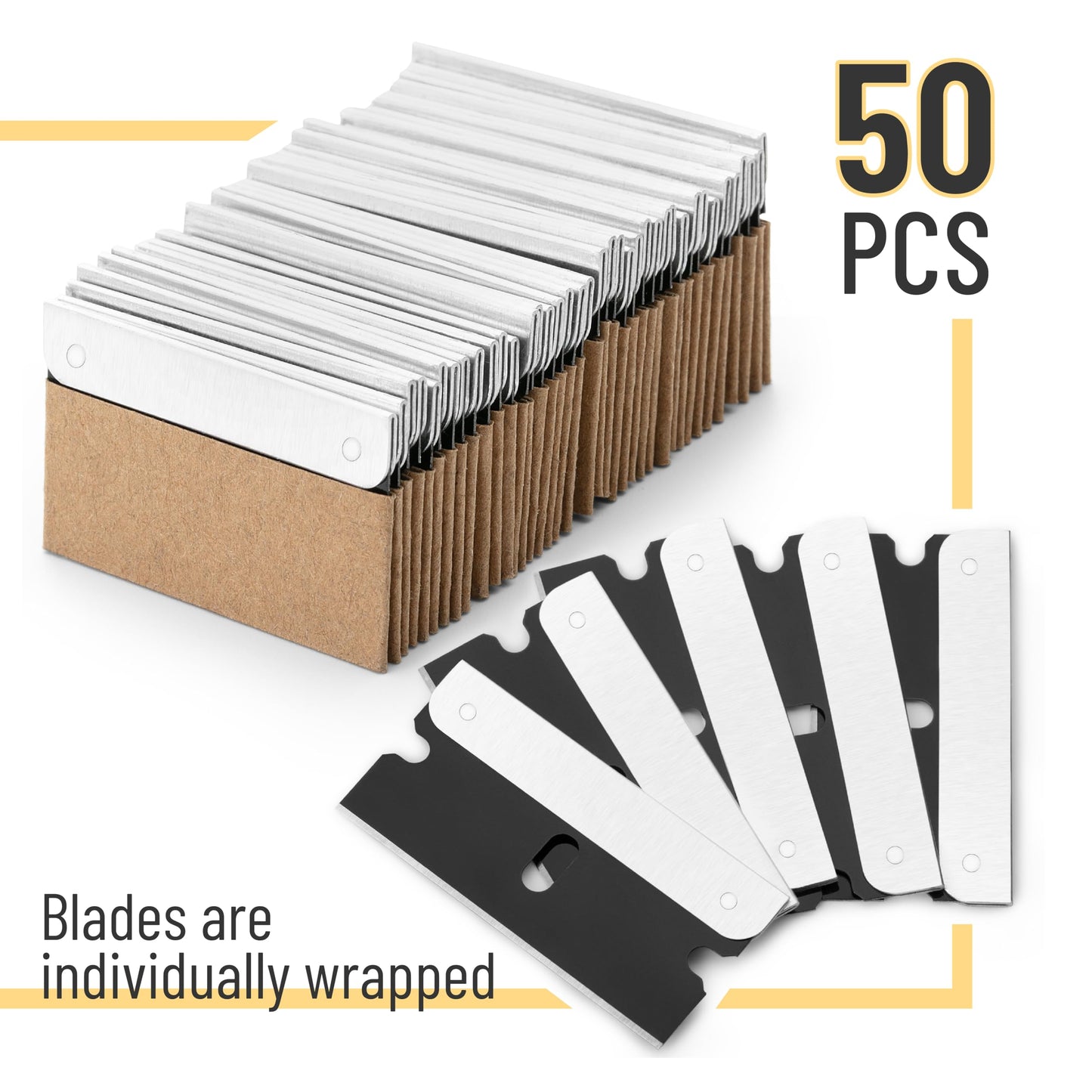 Bates- Single Edge Razor Blades, 50 Pack, Black, Razor Blades Single Edge, Straight Edge Razor Blade, Scraper Blades, Single Edge Blades, Single Edge Razor Blade, Straight Edge Razor Blades