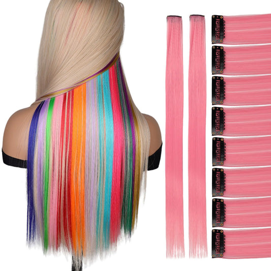 Colored Hair Extensions, Pink Clip In Hair Extensions, Color Hair Extensions, Colorful Hair Pieces for women, 10 Pcs 22 Inches