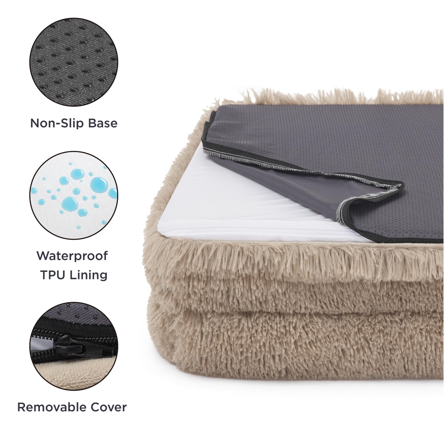 Bedsure Small Orthopedic Dog Bed - Washable Calming Dog Sofa Beds for Small Dogs, Supportive Foam Pet Couch Bed with Removable Washable Cover, Waterproof Lining and Nonskid Bottom Couch, Taupe