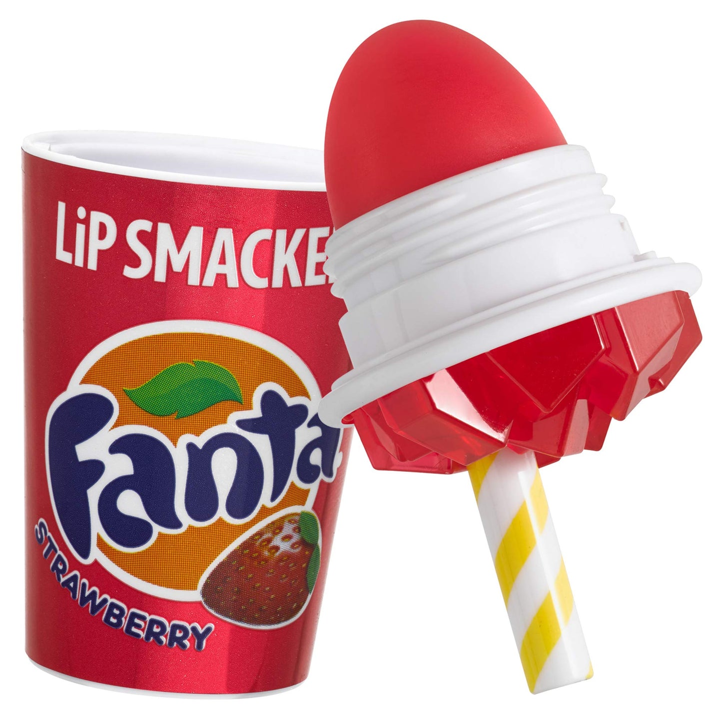 Lip Smacker Coca Cola Strawberry Fanta Strawberry Cup Lip Balm Bundle with Cotton Candy Flavored Lip Balm