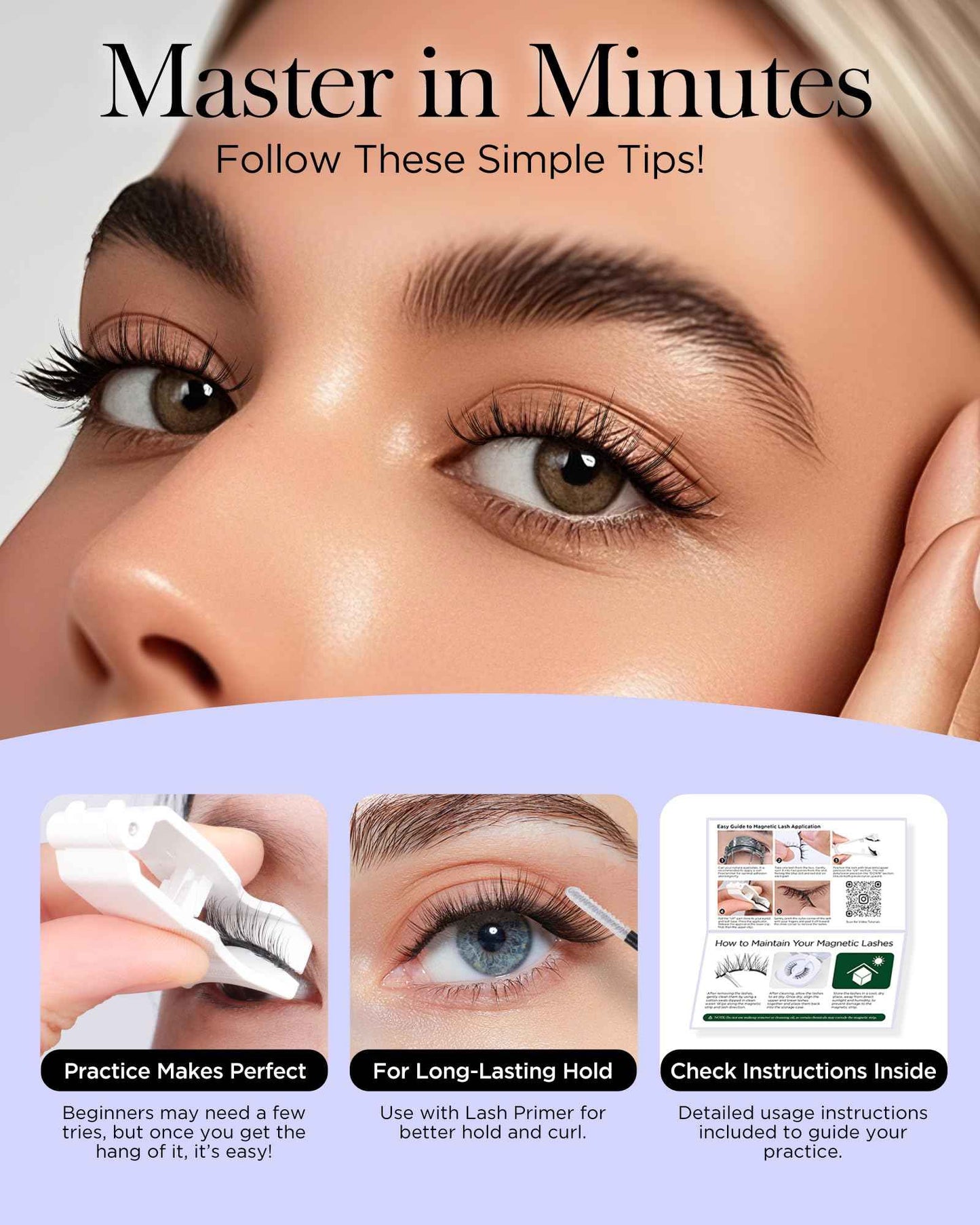 BEYELIAN Portable Magnetic Eyelashes with Applicator, Upgrade Soft Magnetic Lashes No Glue Needed Magnetic Eyelashes Natural Look, Reusable, Fales Eyelashes for Eye YT25 (All-In-One & Comfortable)