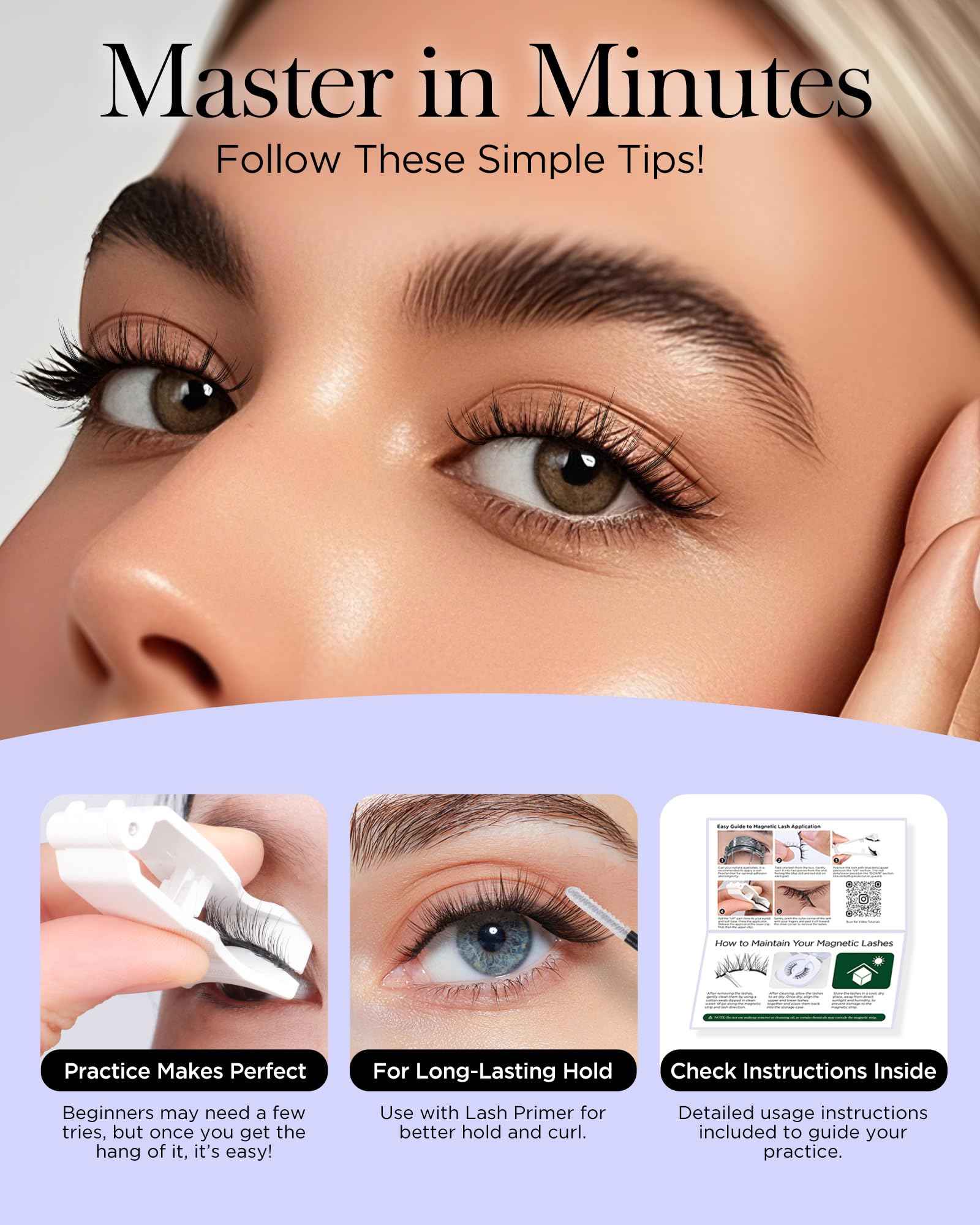 BEYELIAN Portable Magnetic Eyelashes with Applicator, Upgrade Soft Magnetic Lashes No Glue Needed Magnetic Eyelashes Natural Look, Reusable, Fales Eyelashes for Eye YT25 (All-In-One & Comfortable)