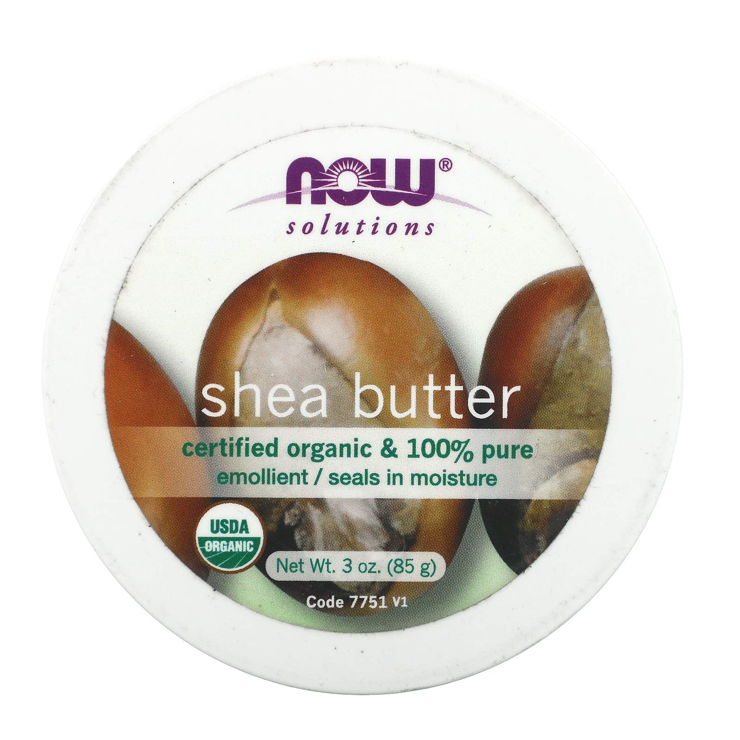 NOW Foods Solutions, Certified Organic Shea Butter, Moisturizer For Rough And Dry Skin, Travel Size, 3-Ounce