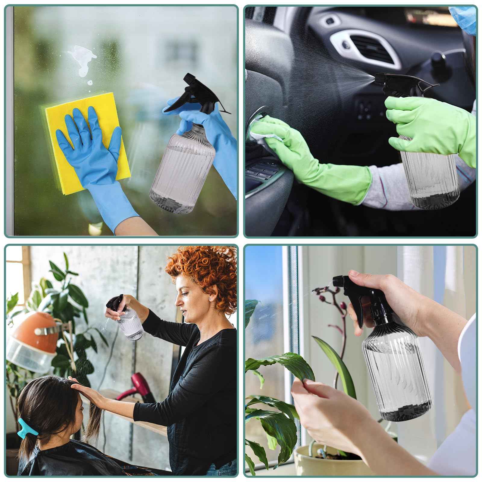 paeyaer 2 Pcs Spray Bottles, 18 oz Empty Water Spray Bottles, Plastic Reusable Adjustable Mist Sprayer Squirt Bottles Containers Refillable for Cleaning Solutions, Gardening, Plants