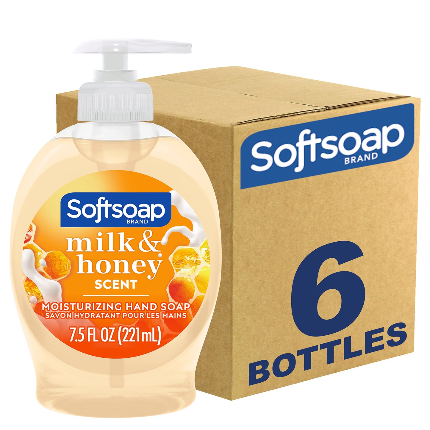 Softsoap Moisturizing Liquid Hand Soap, Milk and Honey, 7.5 Fluid Ounce, Pack of 6 (Package may vary)