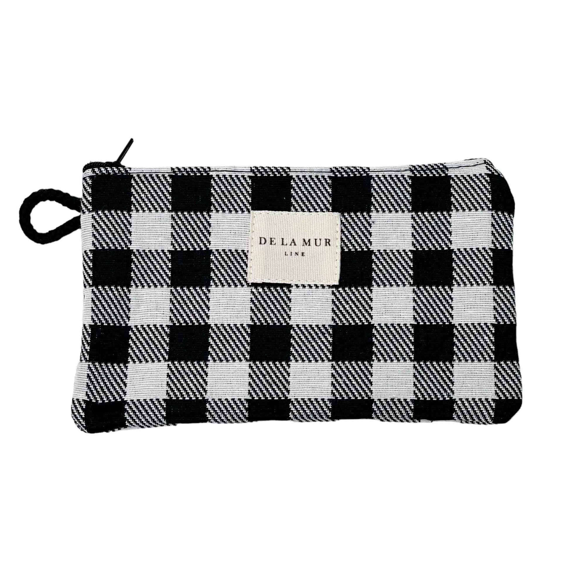 DE LA MUR LINE Medium Black & White Checkered Travel Size Toiletries Cosmetic Bag – Travel Makeup Organizer, Toiletry Bag, & Coin Purse for Women, Perfect Gifts for Travel, Made in Barcelona, Spain