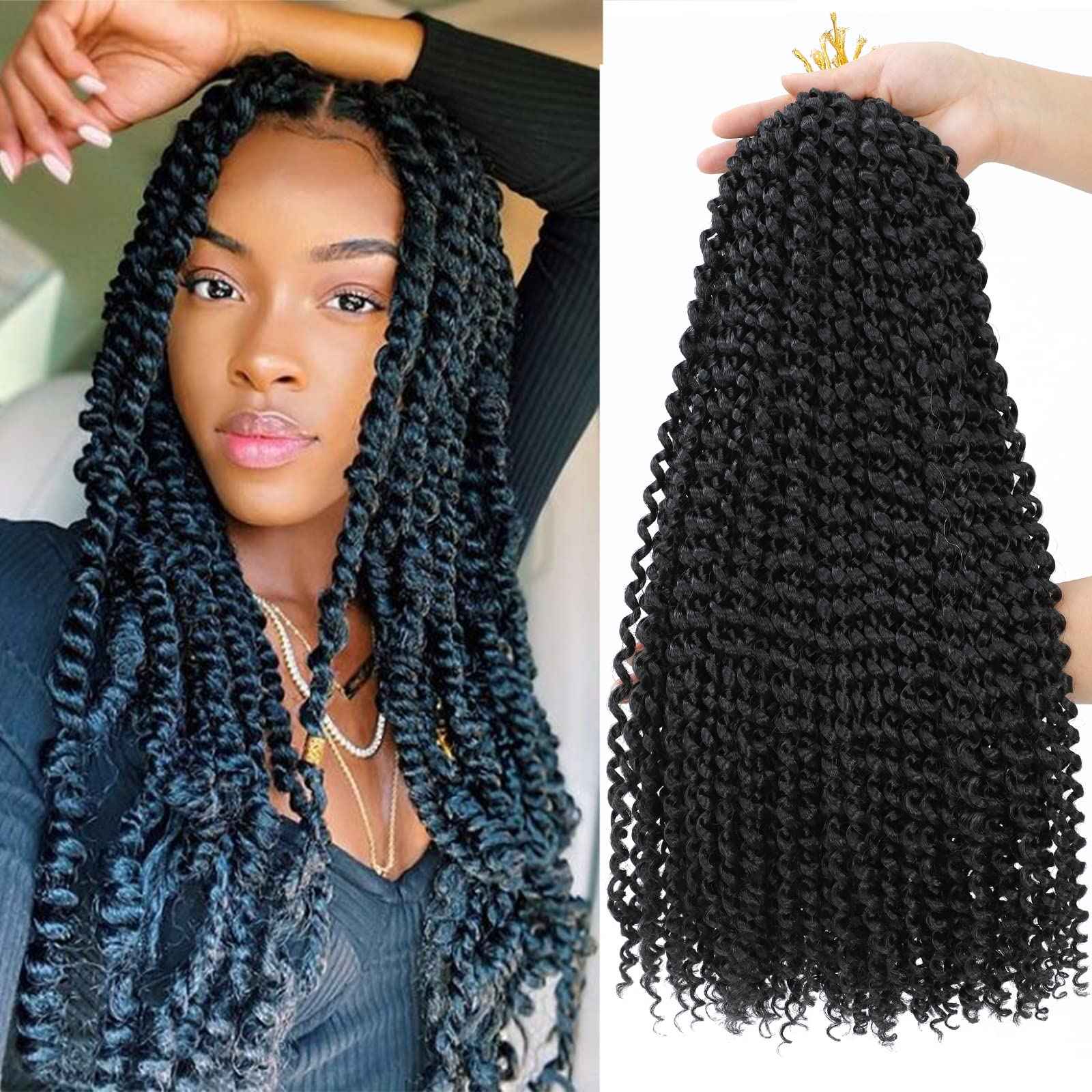 Dansama 7 Packs Passion Twist Hair Water Wave Braiding Hair for Butterfly Style Crochet Braids Bohemian Hair Extensions (22inch (Pack of 7), #1B)