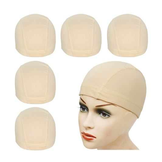 YANTAISIYU 5 Pcs/Lot Blonde Wig Caps Mesh Cap with Wide Elastic Band Stretchable Hairnets Wig Cap for Making Wig Mesh Dome Cap for Wigs (Mesh Cap S)