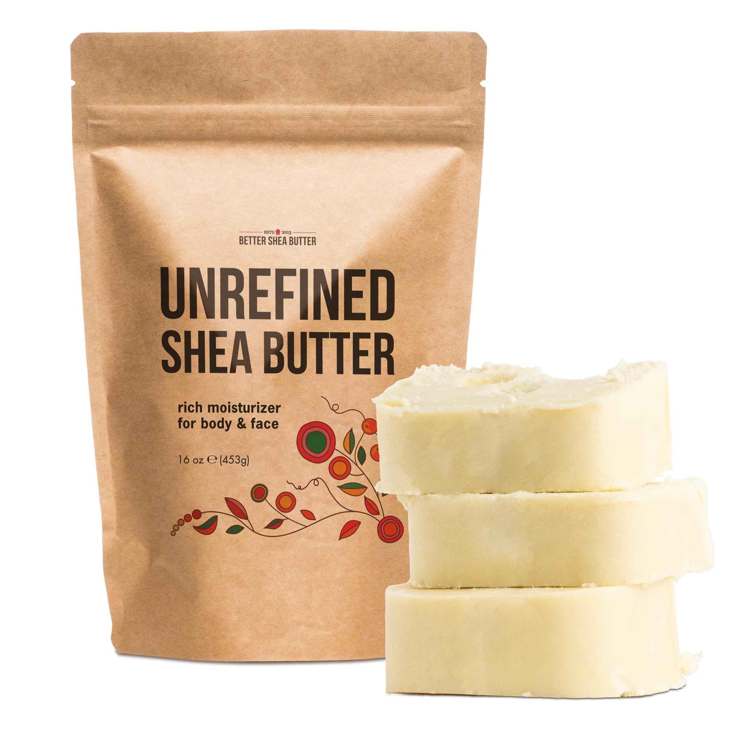 Raw Shea Butter - 100% Pure African Shea Butter for Hair and Body | with Natural Smoky Scent | Unrefined Moisturizer for Dry Skin, DIY Lip Balm, Body Butter and Soap 1lb Bar