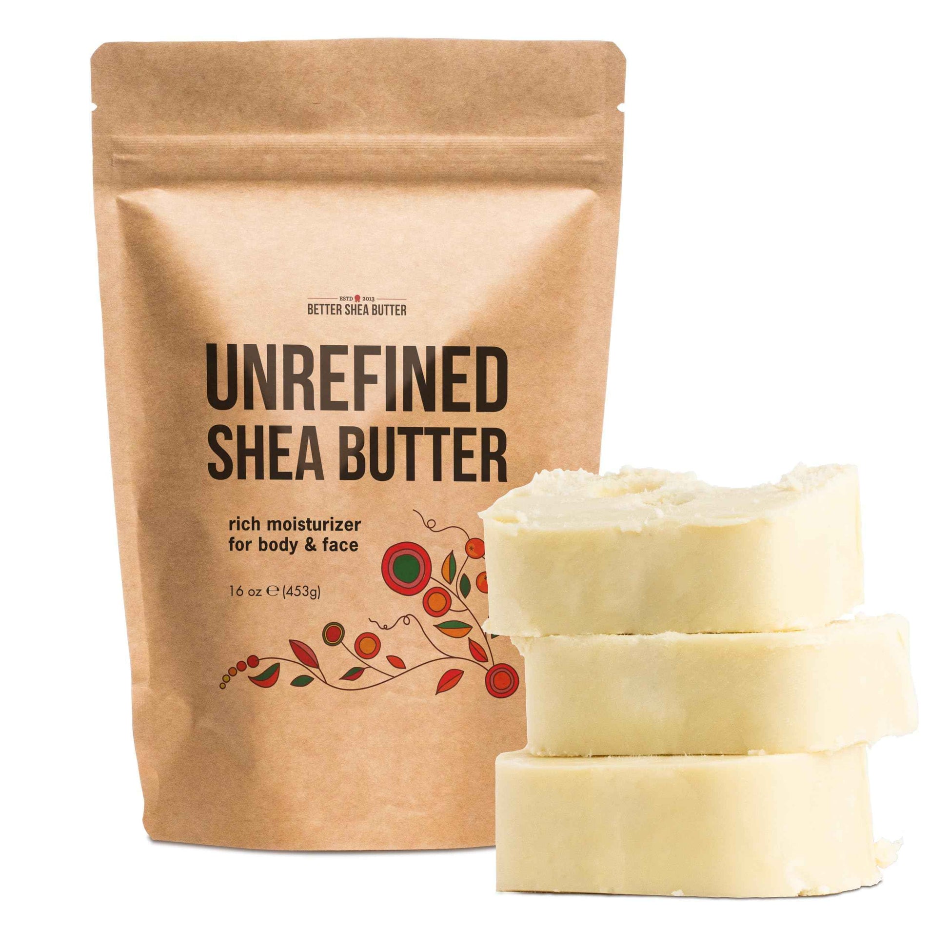 Raw Shea Butter - 100% Pure African Shea Butter for Hair and Body | with Natural Smoky Scent | Unrefined Moisturizer for Dry Skin, DIY Lip Balm, Body Butter and Soap 1lb Bar