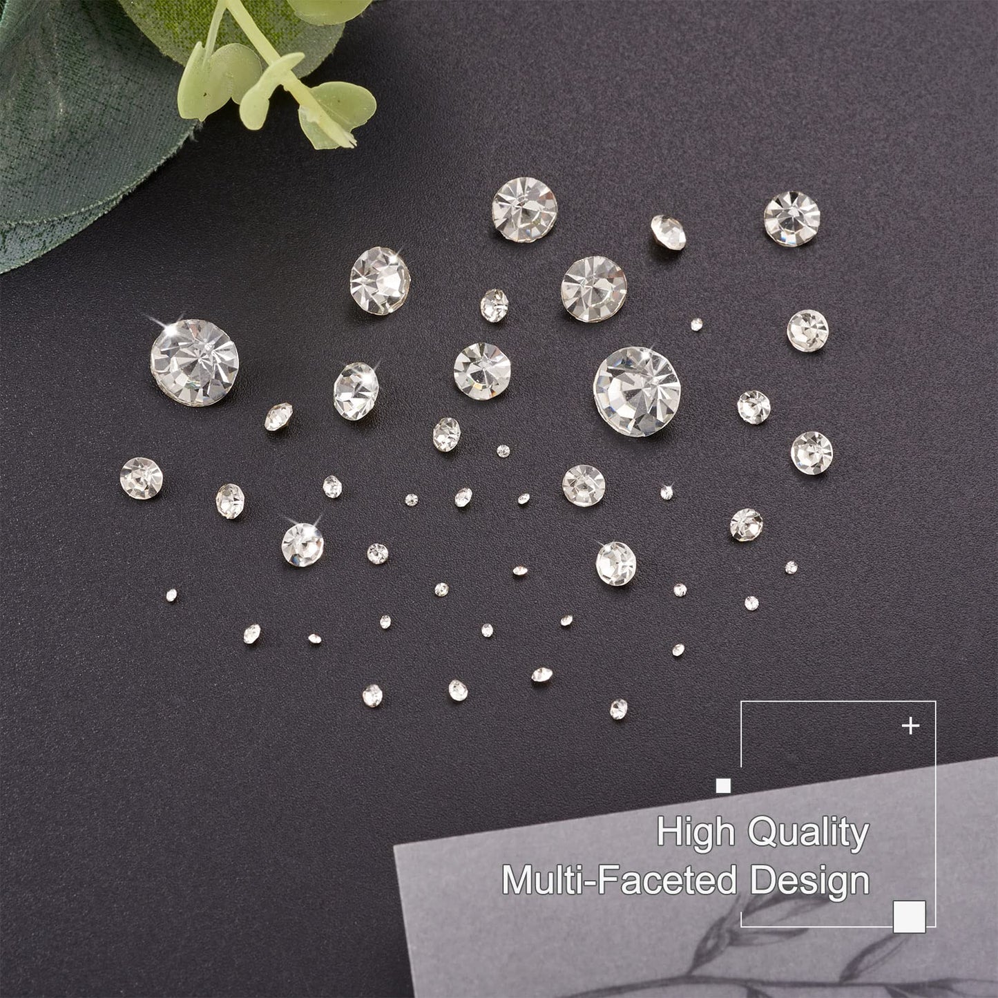 Craftdady 2600Pcs Faceted Glass Rhinestone 7 Sizes Pointed Back Crystal Diamante Gems Faceted Cabochons for Nail Arts Decoration Jewelry Making Wedding Bouquet