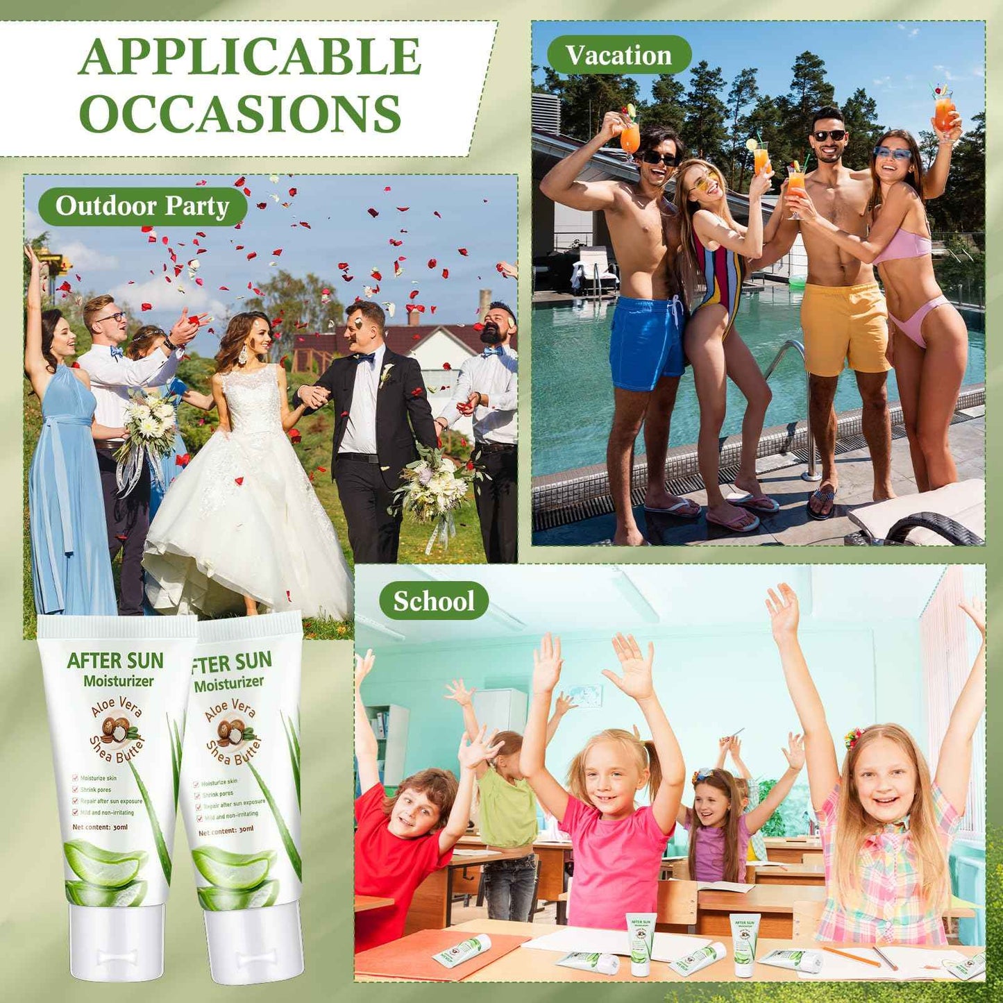 Dansib 24 Pcs After Sun Lotion Mini Aloe Vera Lotion Bulk Travel, 1 oz Travel Size Aloe Vera Skin Moisturizer Organic Mini Sunscreen Bulk Party Favor Moisturizing for Face and Body