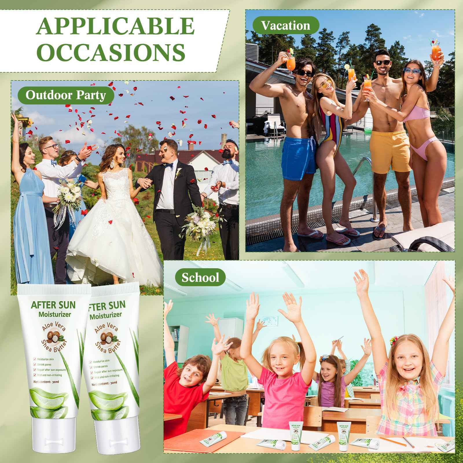 Dansib 24 Pcs After Sun Lotion Mini Aloe Vera Lotion Bulk Travel, 1 oz Travel Size Aloe Vera Skin Moisturizer Organic Mini Sunscreen Bulk Party Favor Moisturizing for Face and Body