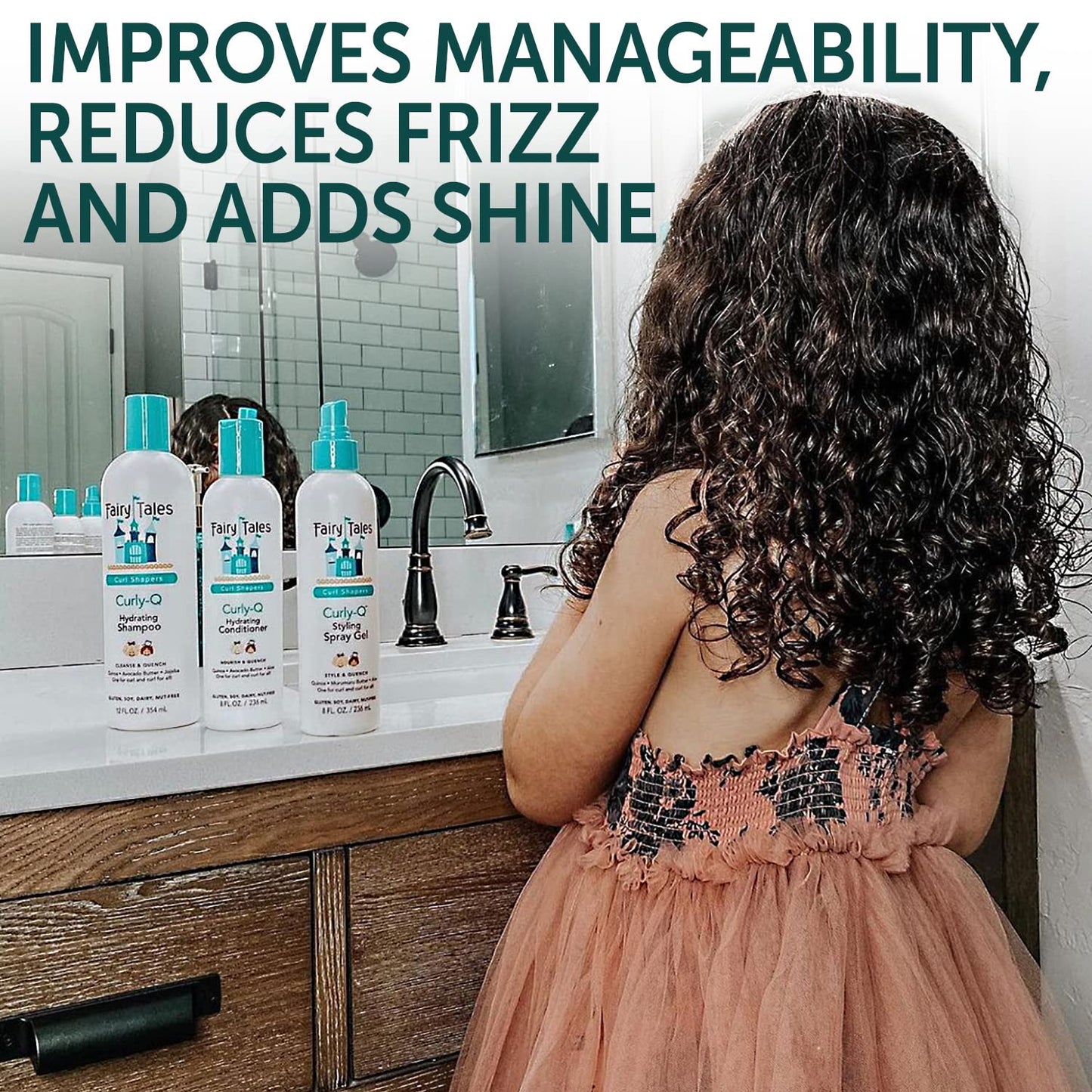 Fairy Tales Curly Q Kids Conditioner for Curly Hair - Moisturizing Kids Hair Conditioner for all Types of Curls Including Multi Cultural Hair - Paraben Free, Sulfate Free, Gluten and Nut Free - 8 oz