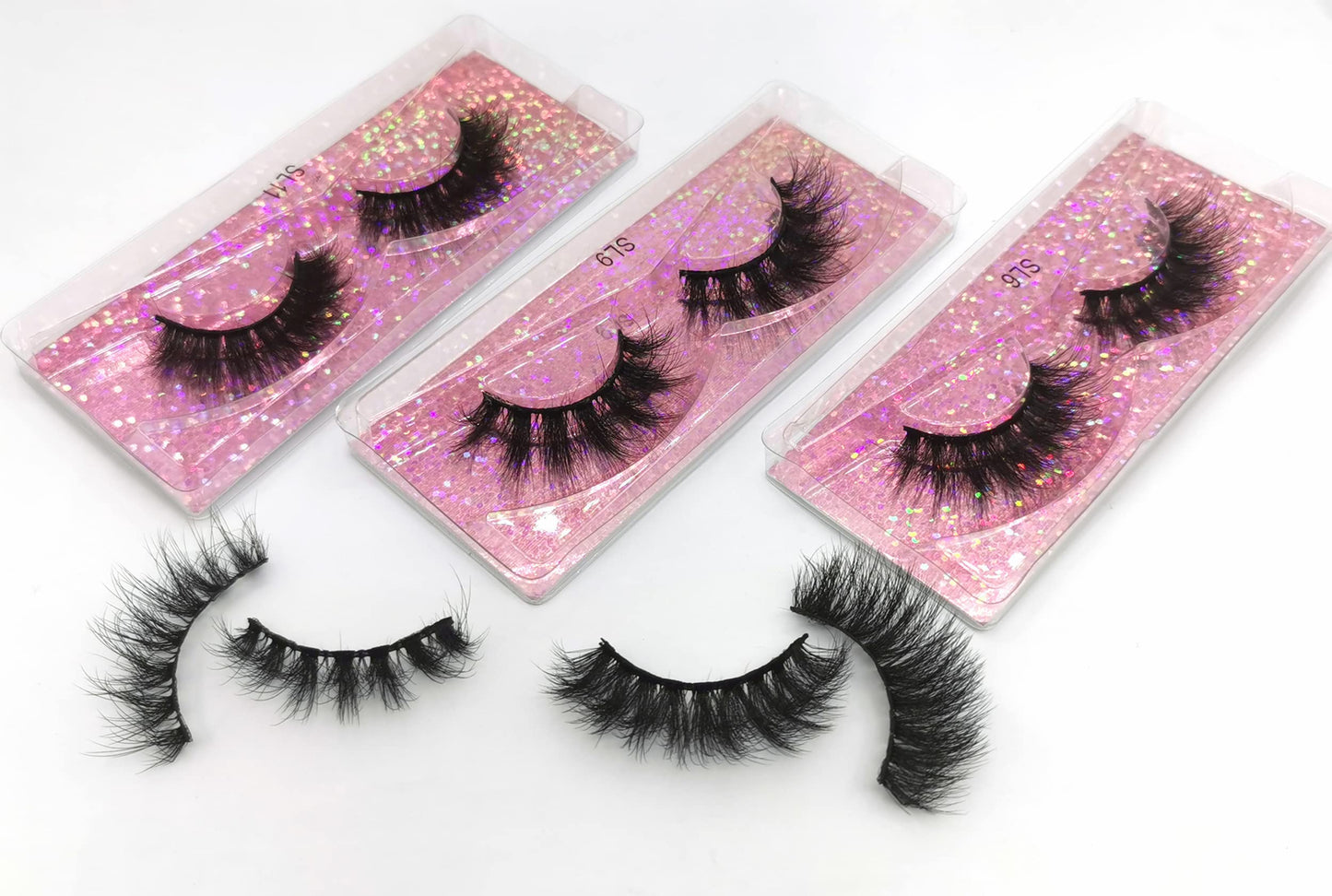 Ellazzle 30 Pairs Faux Mink Eyelashes Wholesale Lashes Pack, Lashes Natural Look 16mm-20mm False Eyelashes Pink