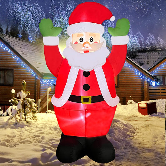 Padama 8FT Christmas Inflatable Santa Claus Outdoor Blow Up Yard Decoration Giant Tall with LED Lights Built-in for Indoor Outside Outhouse Holiday Party Yard Garden