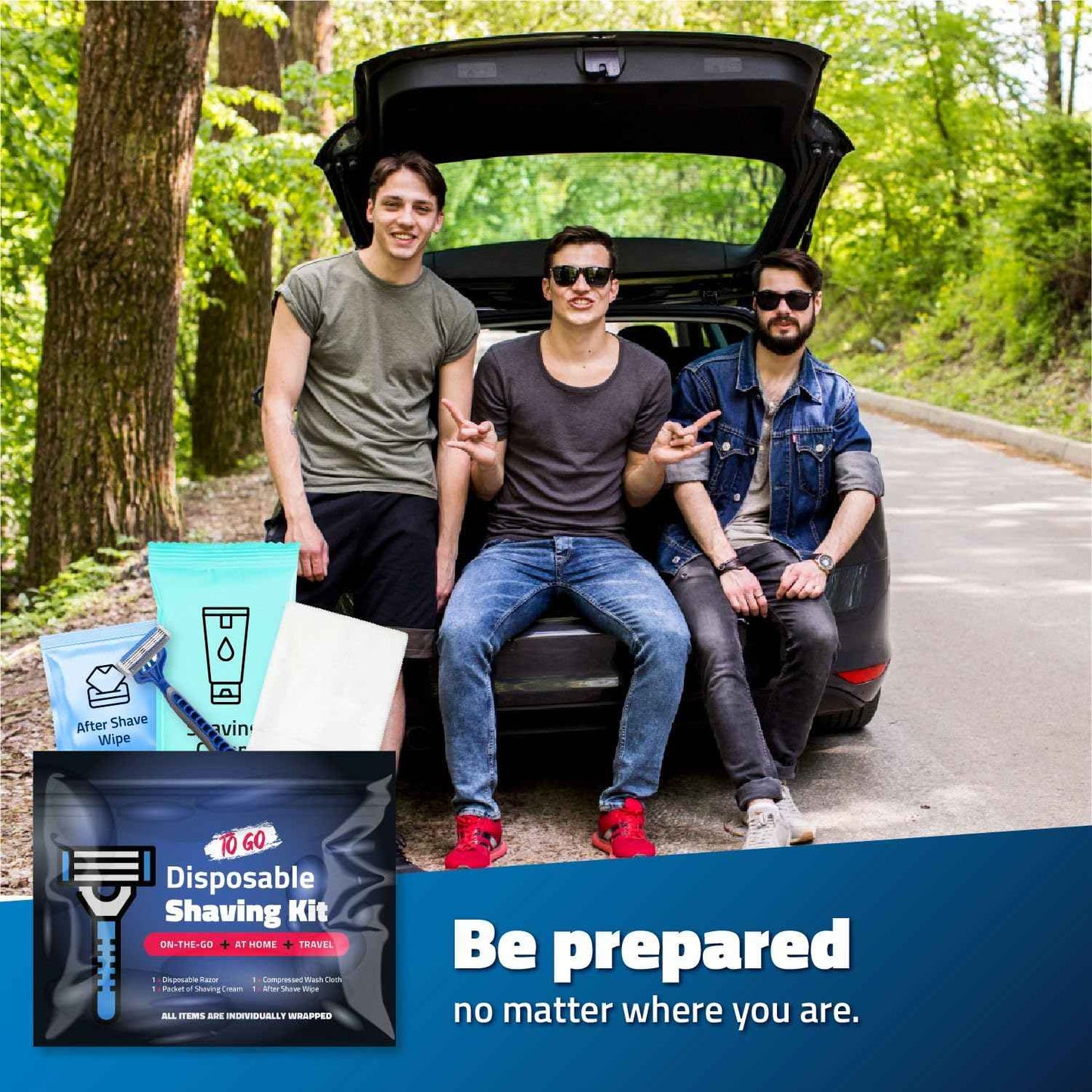 On-the-Go Shaving Kit – Disposable Razor, Shaving Cream, Washcloth & Aftershave Wipe – Travel Friendly, Grooming Essentials for Hygiene when on the Go - Black (5)