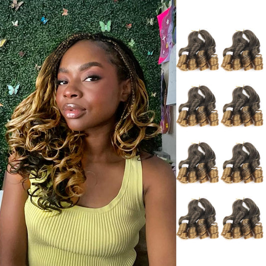 Pre Stretched Braiding Hair 10 Inch Bob French Curl Braiding Hair 8 Packs Wavy Braiding Hair with Curly Ends French Curls Braiding Hair for Women (10 Inch,T27)