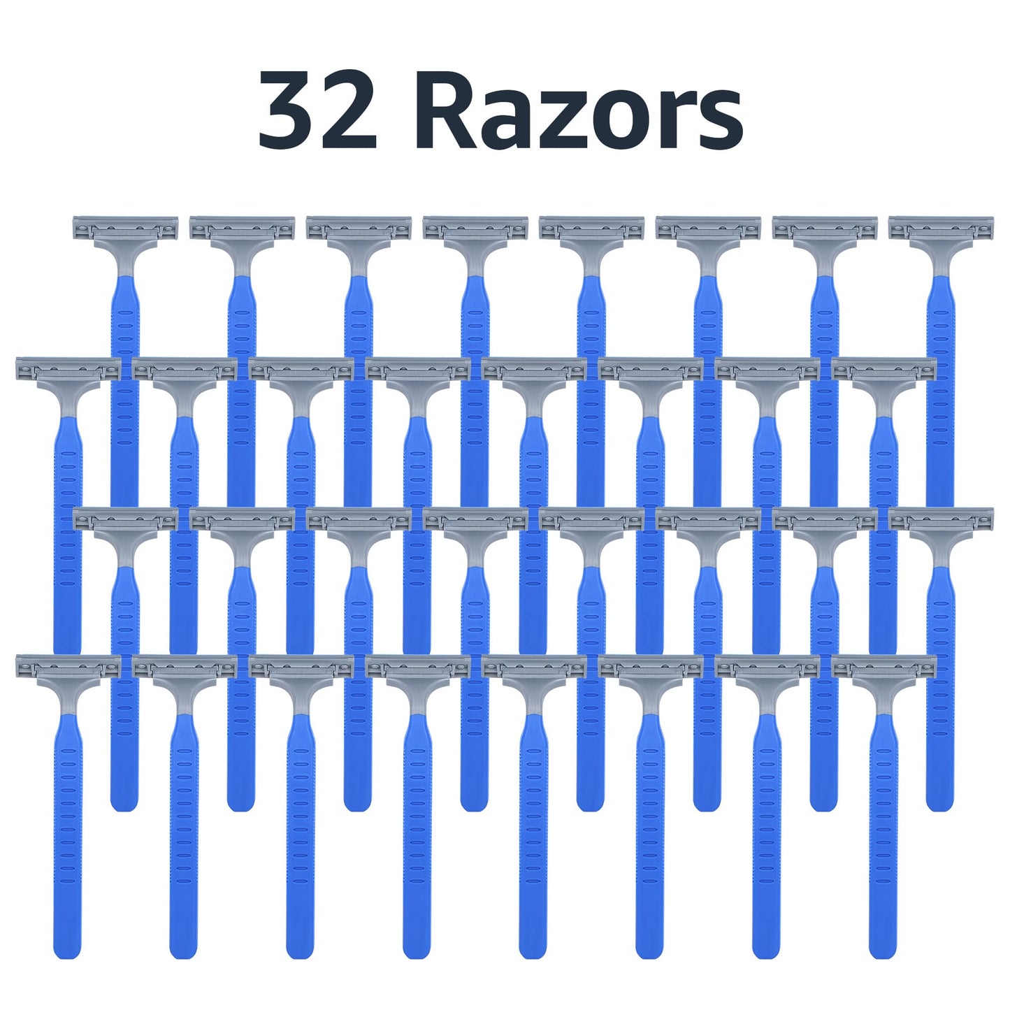 Amazon Basics Twin Blade Pivoting Disposable Razors with Rubber Grip, 32 Count, 1-Pack (Previously Solimo)