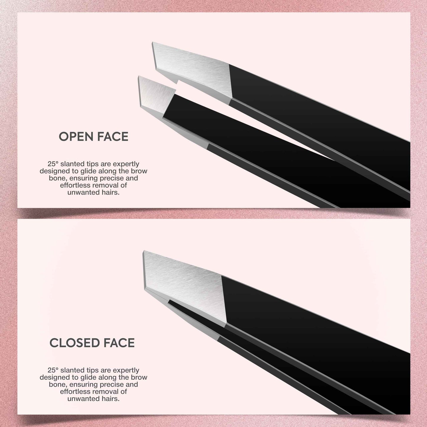 MARKHOR® Black Majesty, Professional Pointed and Slant Tweezers for Eyebrows, Tweezers for Women Facial Hair, Splinter and Ingrown Hair Removal Tweezers, Stainless Steel Precision Eyebrow Tweezers Set