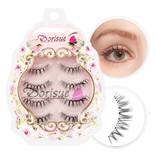 Dorisue Eelashes Natural look wispies Short lashes 3D natural looking eyelashes LightWeight eyelashes 4 Pairs lashes pack