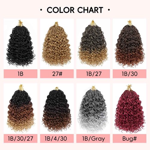 Aoisvk 8 packs GoGo Curl Crochet Hair Pre twisted 14 Inch Curly Crochet Hair for Women Pre looped Boho Box Braids with Curly Ends Beach Curl Water Wave Synthetic Hair Extensions 1B