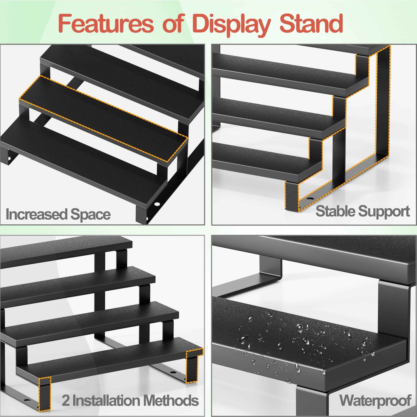 Boulphia Cologne Organizer for Men, 12 Inch Wood Cologne Stand 4 Tier Perfume Organizer for Dresser, Versatile Step Display Stand Shelf for Fragrance, Skincare, Figurine, Dessert, 1 Set Black