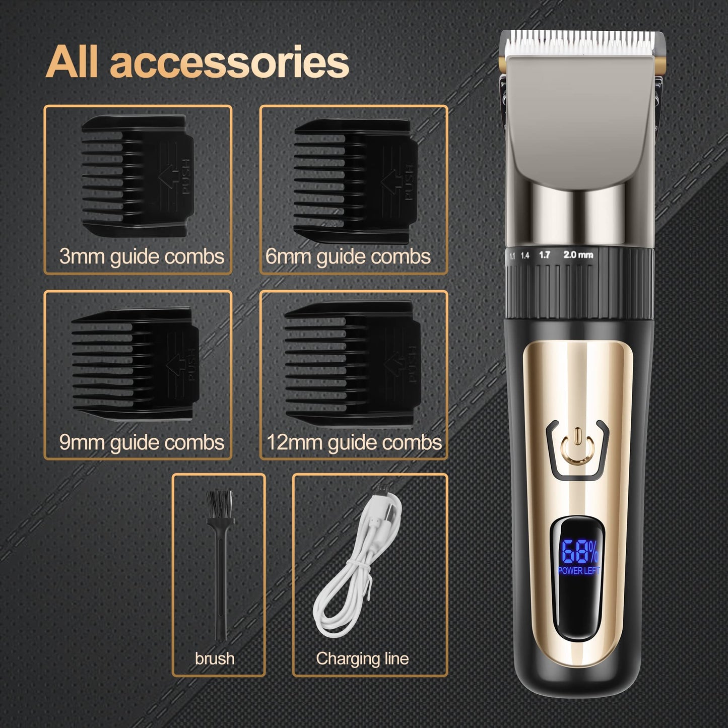 Hair Clippers for Men, Cordless LCD Rechargeable Hair Trimmer Beard Trimmer for Men, Men's Grooming Kit for Hair, Face, Beard, Professional Electric Barber Clippers
