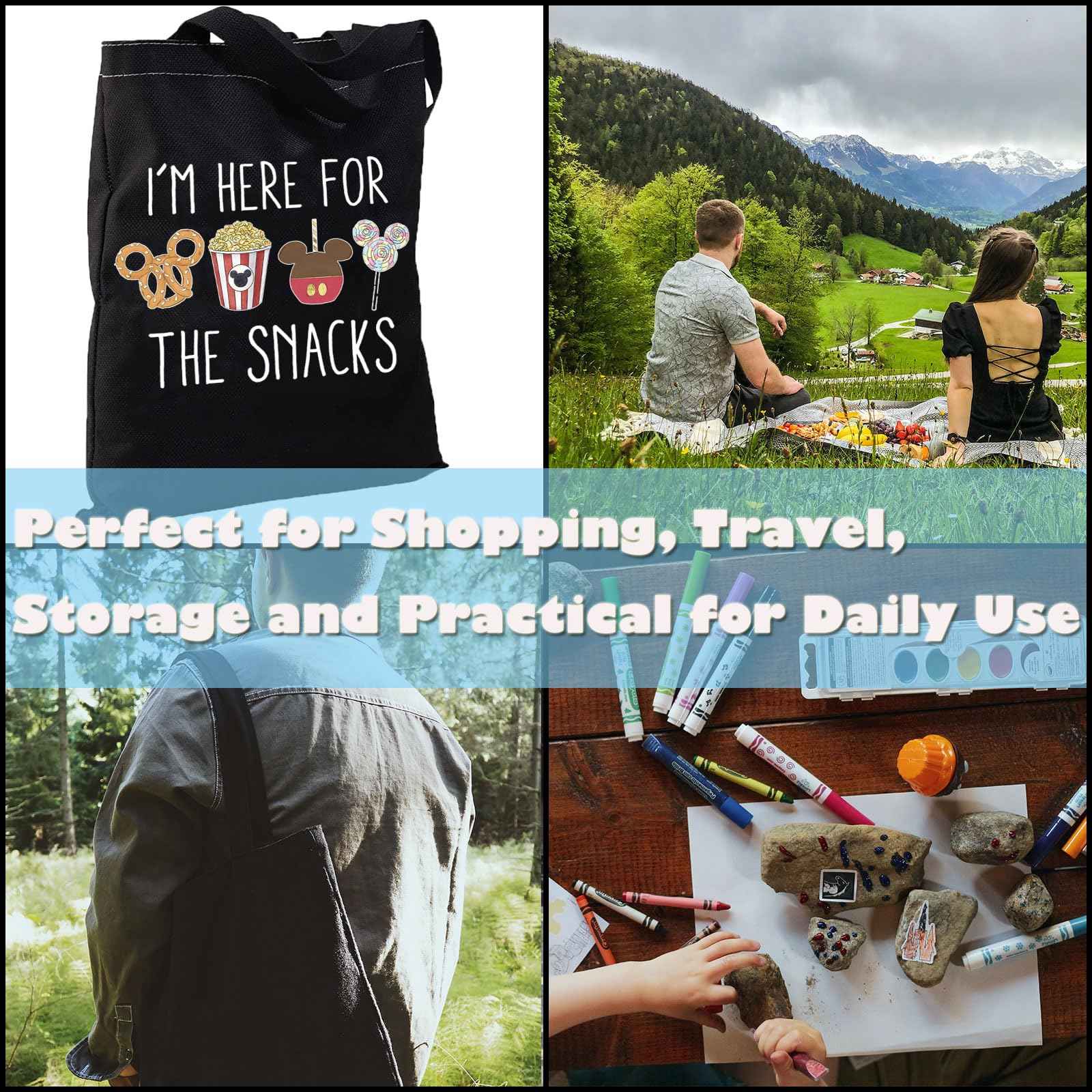 GJTIM Snacks Lover Gift Family Vacation Gift Snacks Travel Bag I’m Here For The Snacks Makeup Bag (For The Snacks ToteBlack)