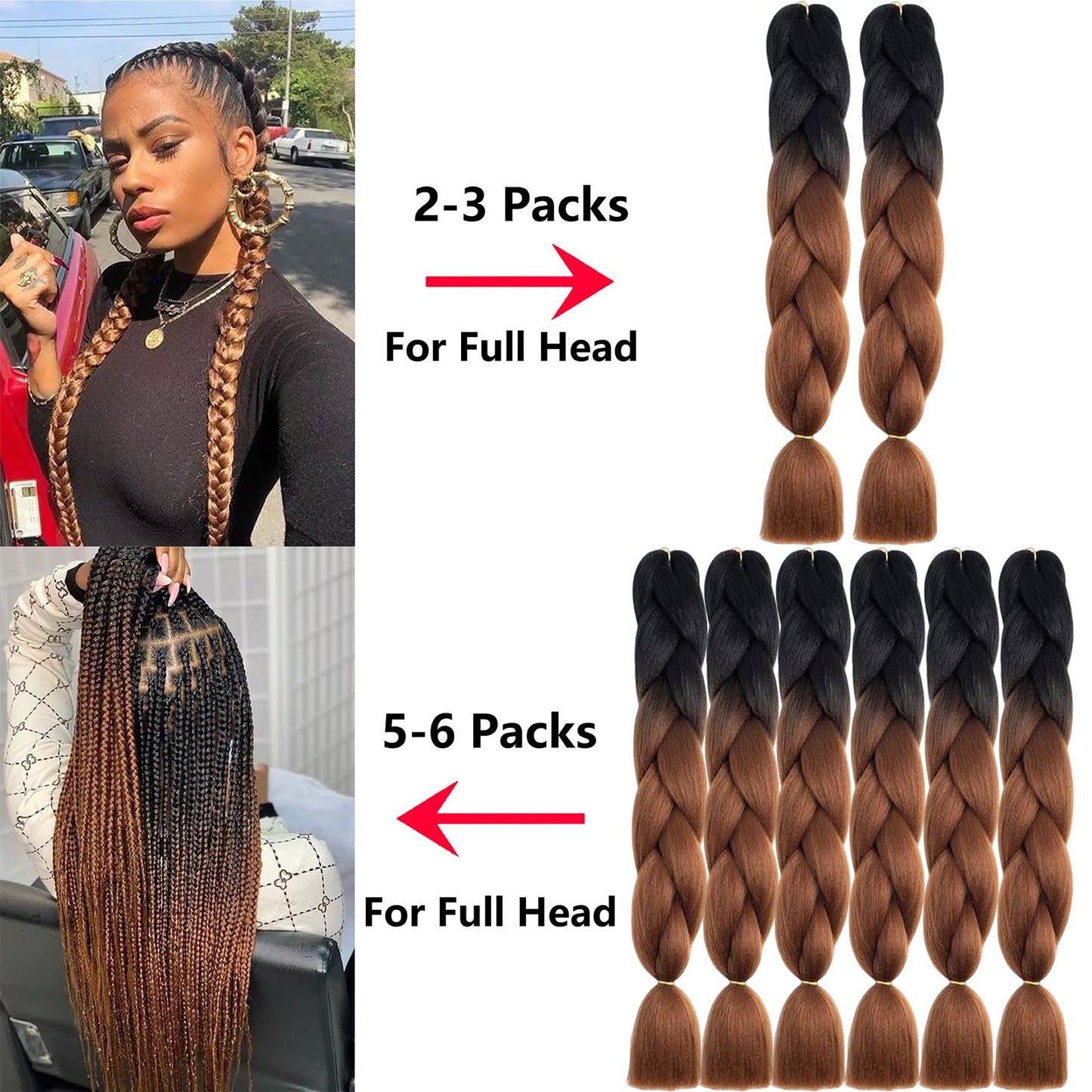 FYRLNA 6 Packs 24 Inch Jumbo Braiding Hair Soft High Temperature Resistance Synthetic Hair Extensions for Women 24 Inch Ombre Jumbo Braiding Hair Twist Crochet Braids Hair (24 Inch (Pack of 6), White(60#))